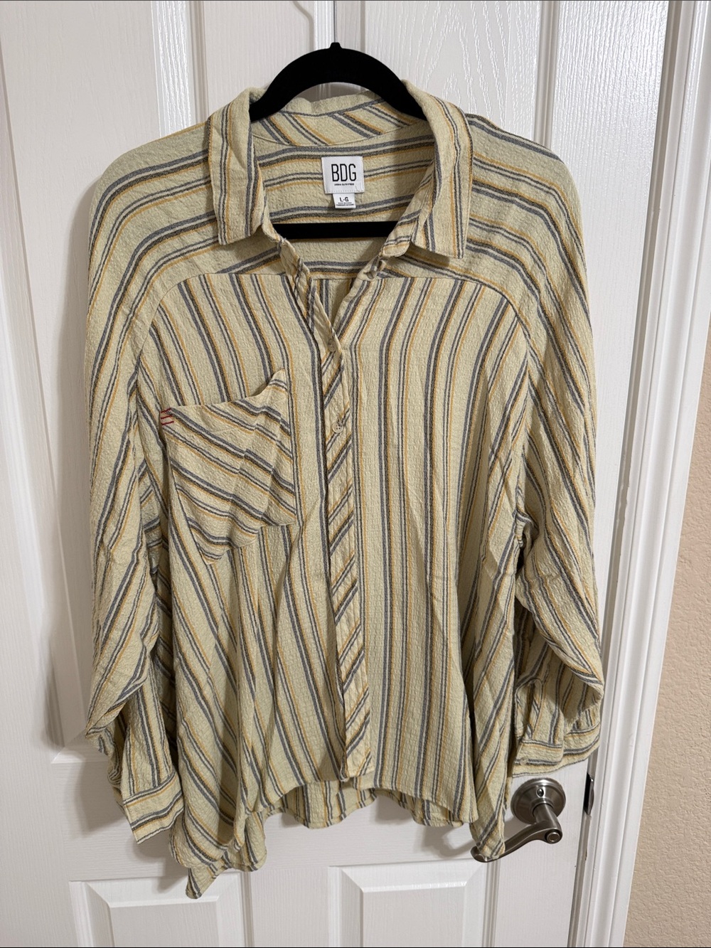 BDG Yellow and Blue Striped Button-Up women’s Shirt